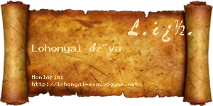 Lohonyai Éva névjegykártya