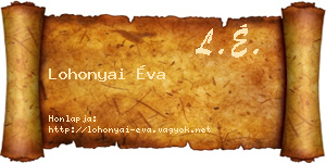 Lohonyai Éva névjegykártya